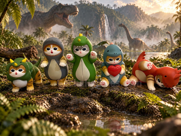 Mofusand Cat in Dinosaur Costume Figure 5 Pieces Set (In-stock)