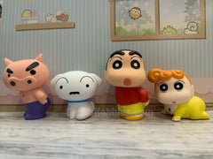 Crayon Shin-Chan and Friends Wiggle Small Vinyl Figure 4 Pieces Set (In-stock)