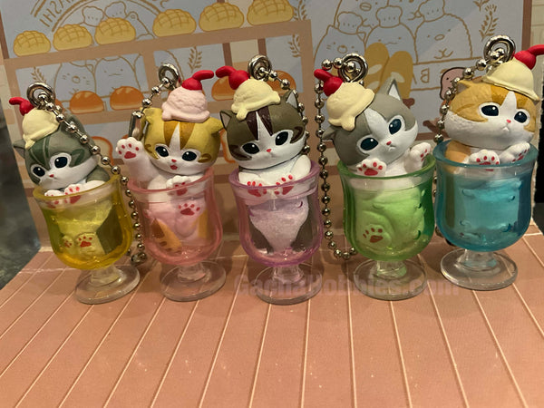 Mofusand Cat in Soda Drink Small Figure Keychain 5 Pieces Set (In-stock)