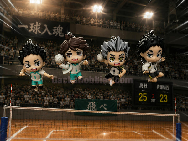 Haikyuu Aoba Johsai High vs Fukurodani Academy Character in Rings Small Figure Keychain 4 Pieces Set (In-stock)