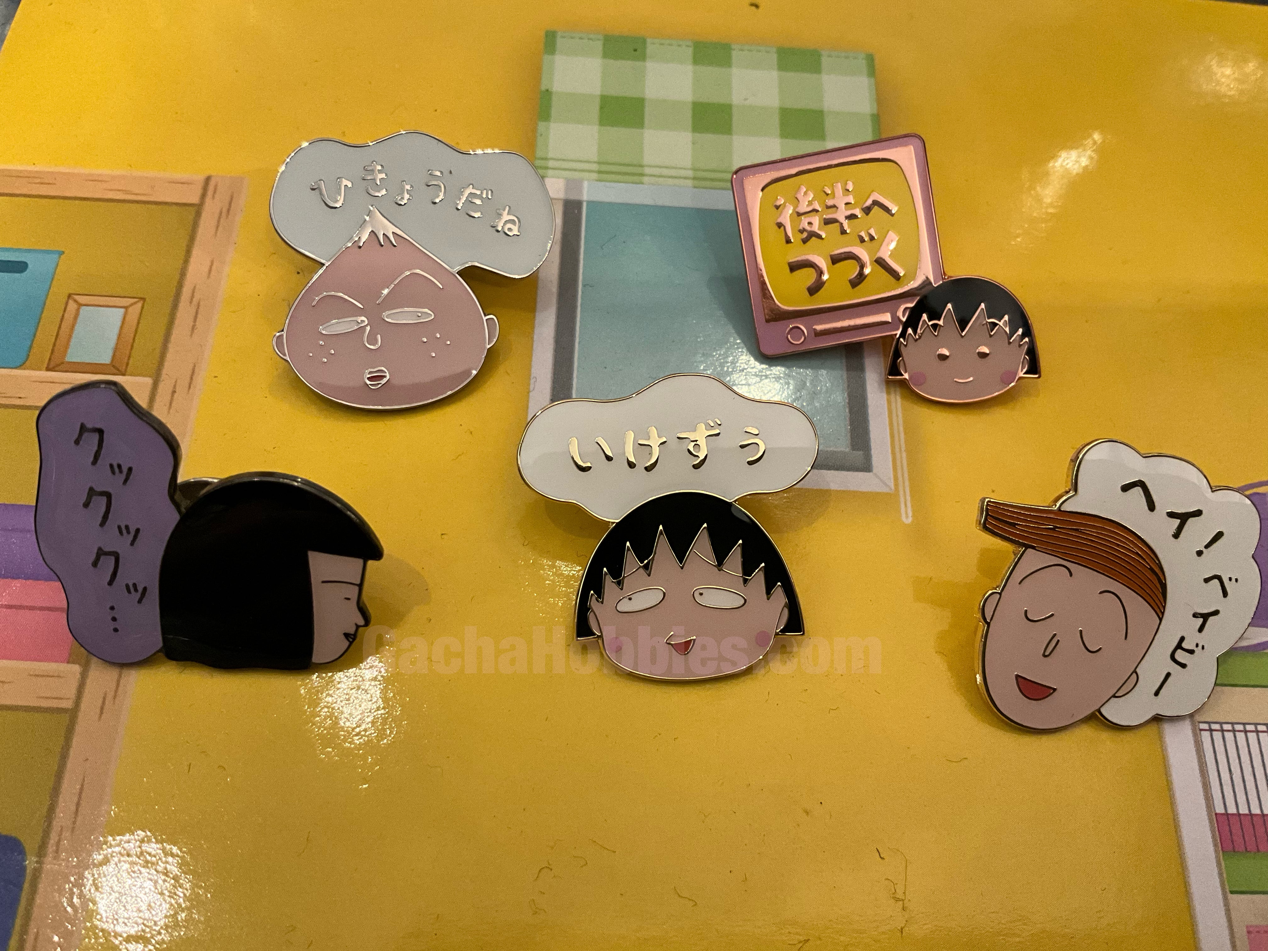 Chibi Maruko Chan Characters Metal Pin 5 Pieces Set (In-stock