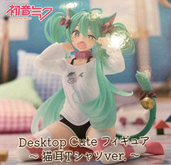 Taito Desktop Cute Hatsune Miku Prize Figure Nekomimi T-Shirt ver. (In-stock)