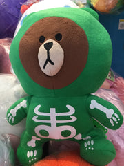 Line Characters Brown In Green Skeleton Costume Medium Plush (In-stock)