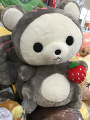 Grey Squirrel Holds Strawberry Large Plush (In-stock)