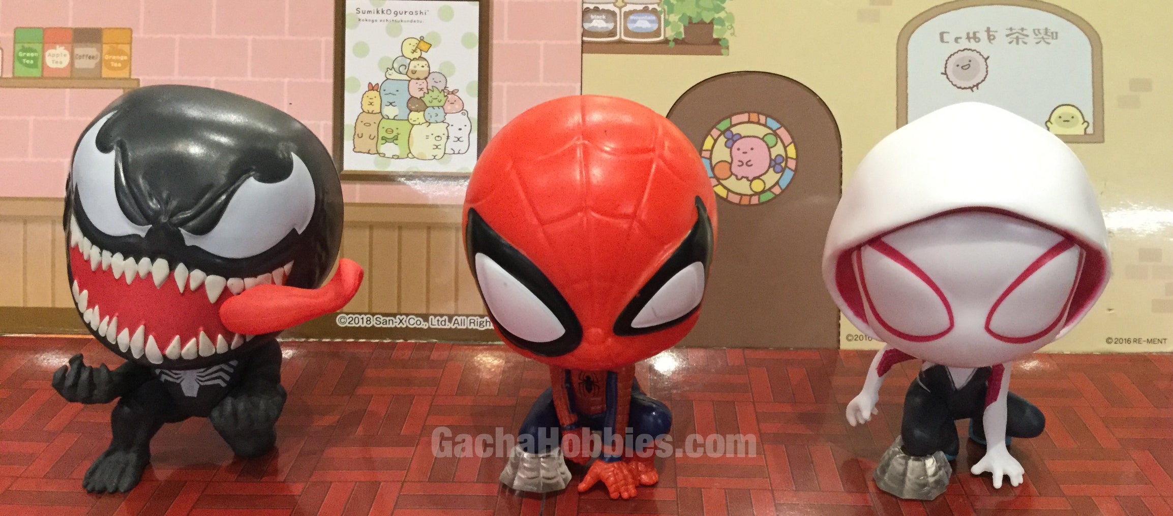 Spider Man Big Head Sitting Figure 3 Pieces Set In Stock Gacha