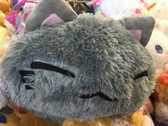 Grey Long Fur Cat Head Large Plush (In-stock)