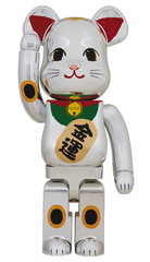 Be@rbrick Silver Lucky Cat Beckoning Cat 3 1000% Limited (Pre-order)