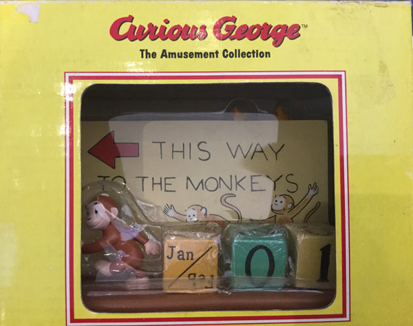 Curious George Monkey The Amusement Collection Wood Block Calendar (In-stock)