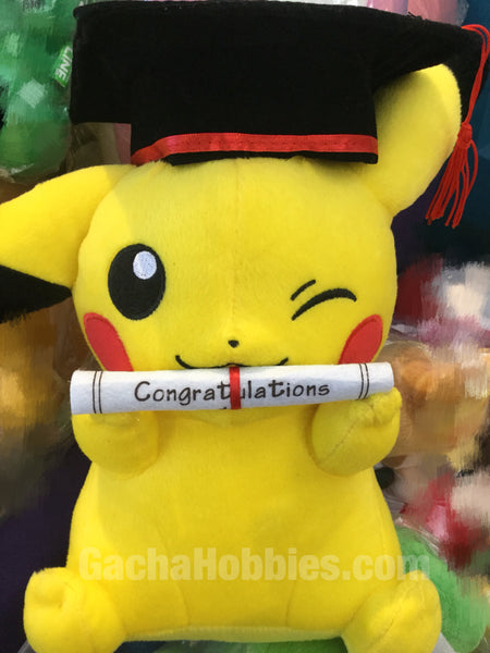 Graduation Pokemon Pikachu Swirl Eyes Plush