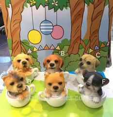 Ceramic Dog in Cup Figure 6 Pieces (In-stock)